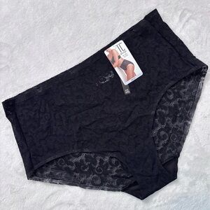TC FINE INTIMATES Edge Black All-Over Lace High-Cut Brief Panty--XXL